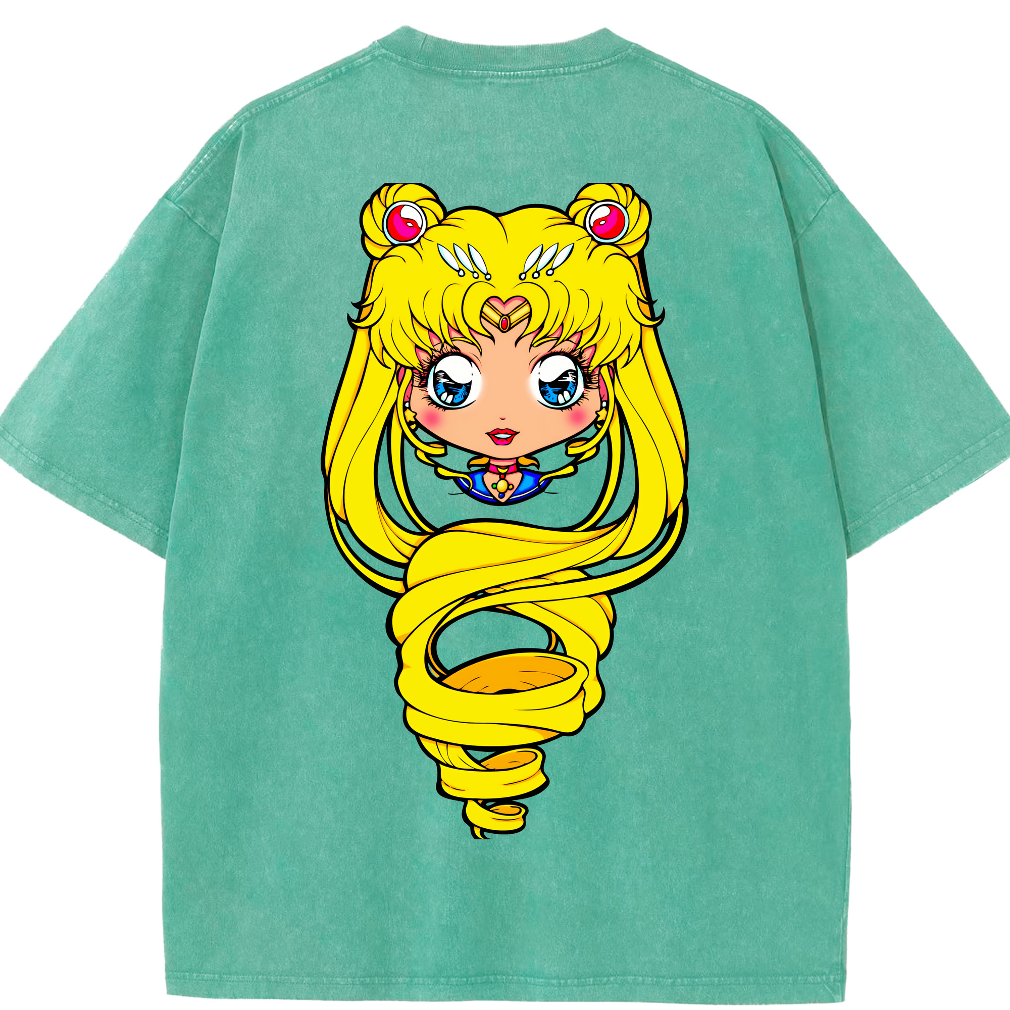 （画像用） 美少女戦士セーラームーン 月野 うさぎ つきの うさぎ Sailor Moon Tsukino Usagi 綿100% ヴィンテージ風 半袖Tシャツ（背面プリント）